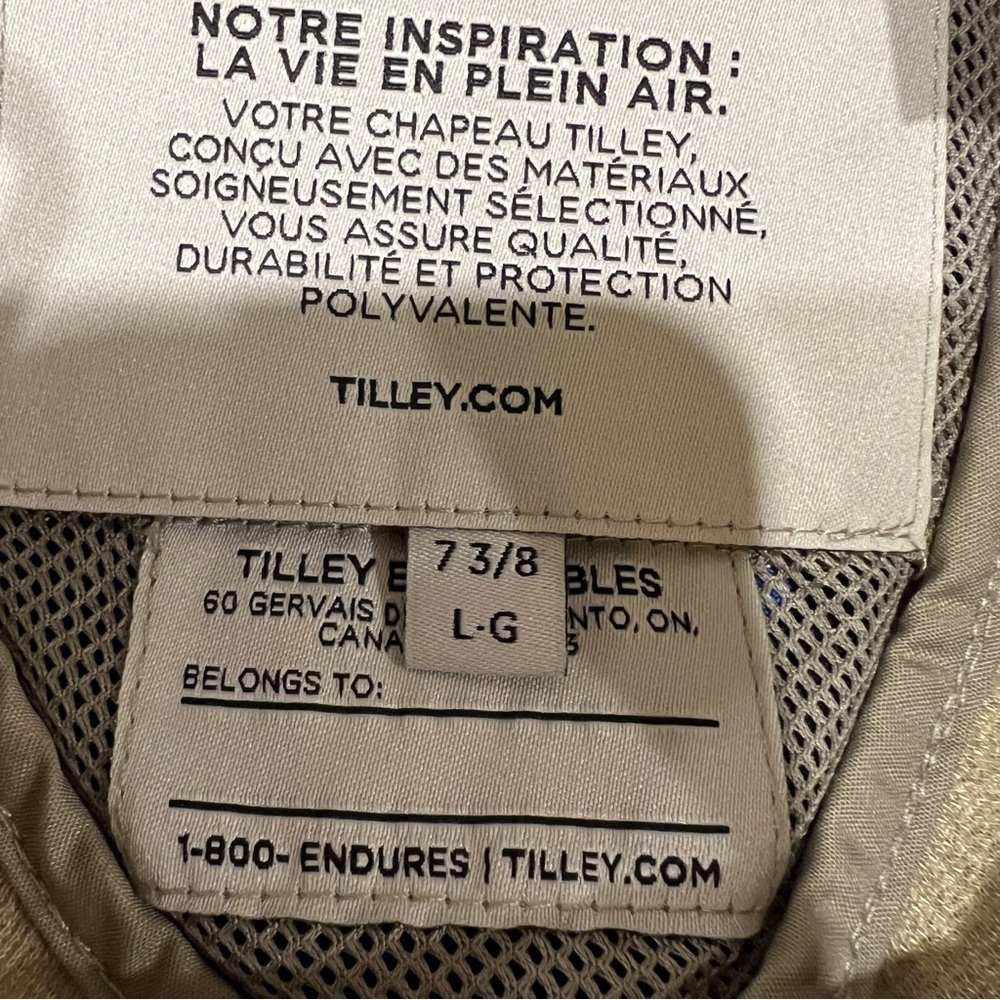 TILLEY MODEL T4MO-1 AIRFLO HIKERS HAT -  BEIGE-GREY - SIZE 7 3/8 - Picture 6 of 11